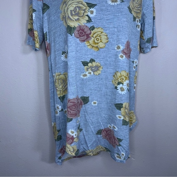 SMALL MAURICES PASTEL BLUE GREY FLORAL TEE CASUAL  TUNIC SOFT STRETCH - Picture 5 of 9